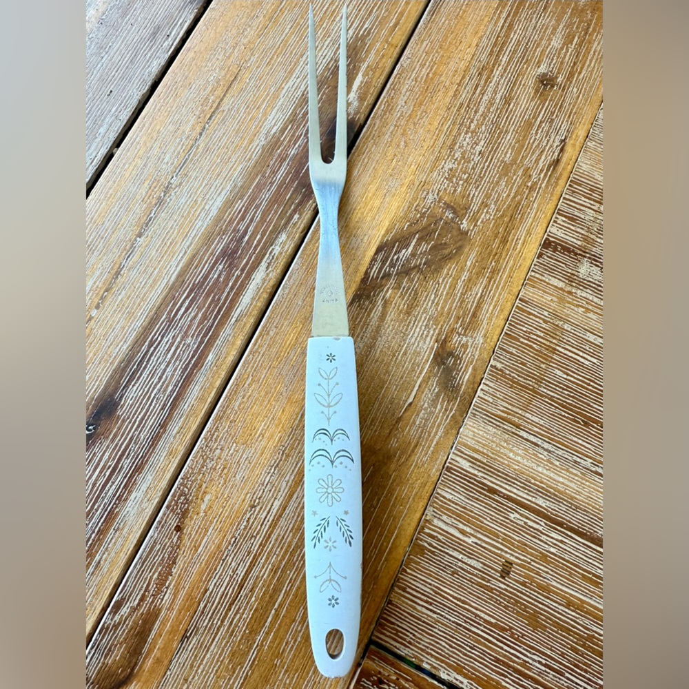 Vintage Flint Arrowhead Serving Fork With Wheat Pattern Design Handle 10” USA